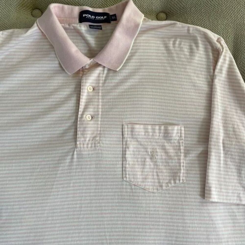 Polo Golf Ralph Lauren Pink Stripe Cotton Polo Shirt XL